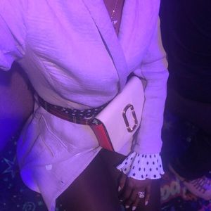 Suit dress with polka dot flare sleeves